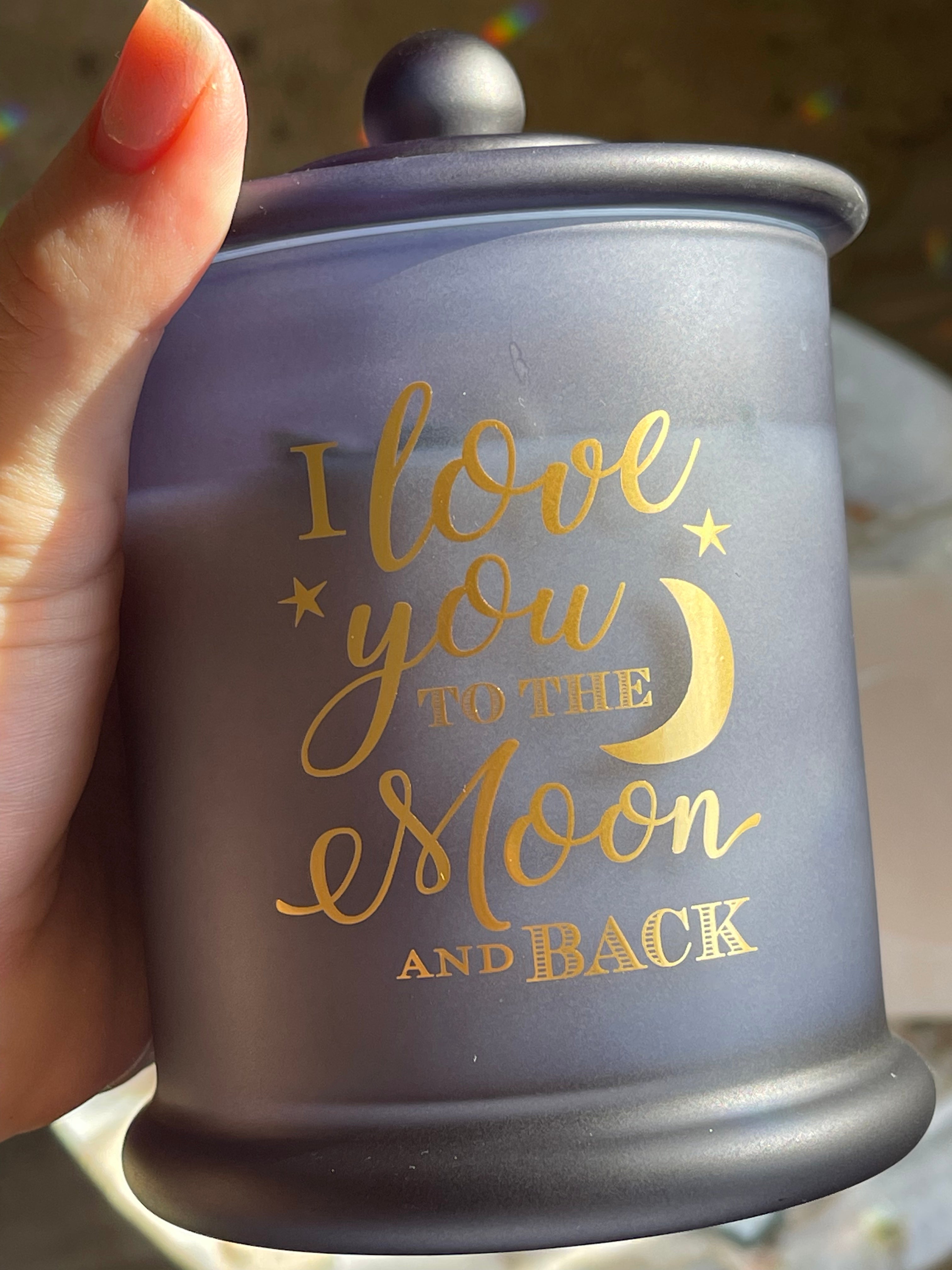 Navy & Moss Agate Love U To The Moon & Back Crystal Infused Candle
