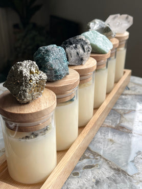 Deluxe “Ocean Breeze” Crystal Infused Candle Set | 6 Crystal Candles | Crystal Collection