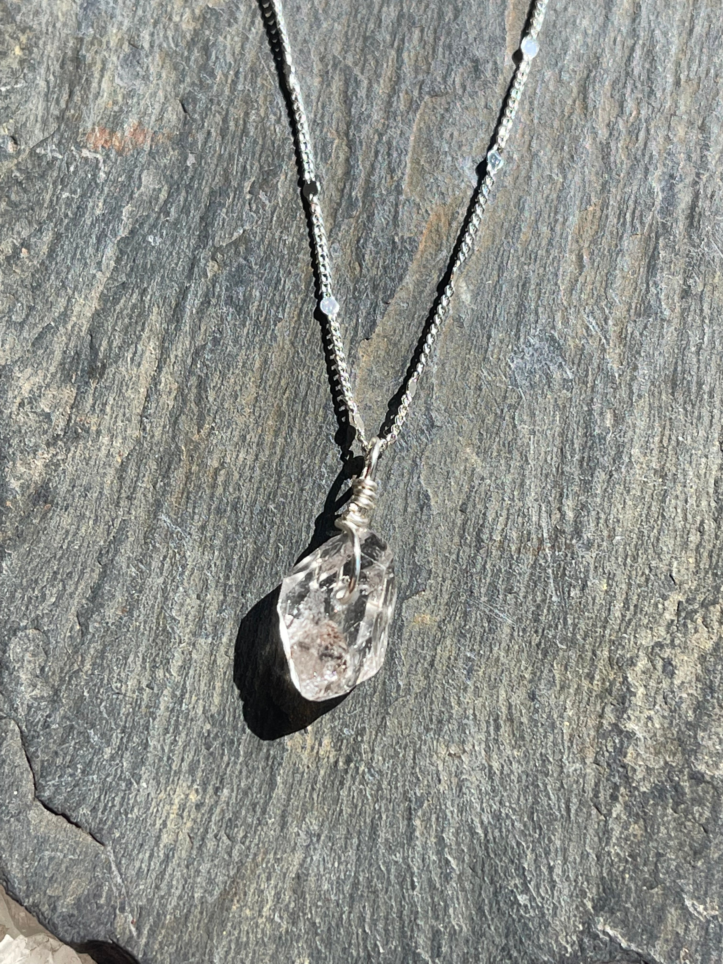 Herkimer Diamond Simple Drop Necklace