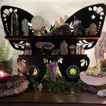 Wooden Butterfly Light Wall Shelf | Wall Hanging | Crystal Collection | Gift Idea