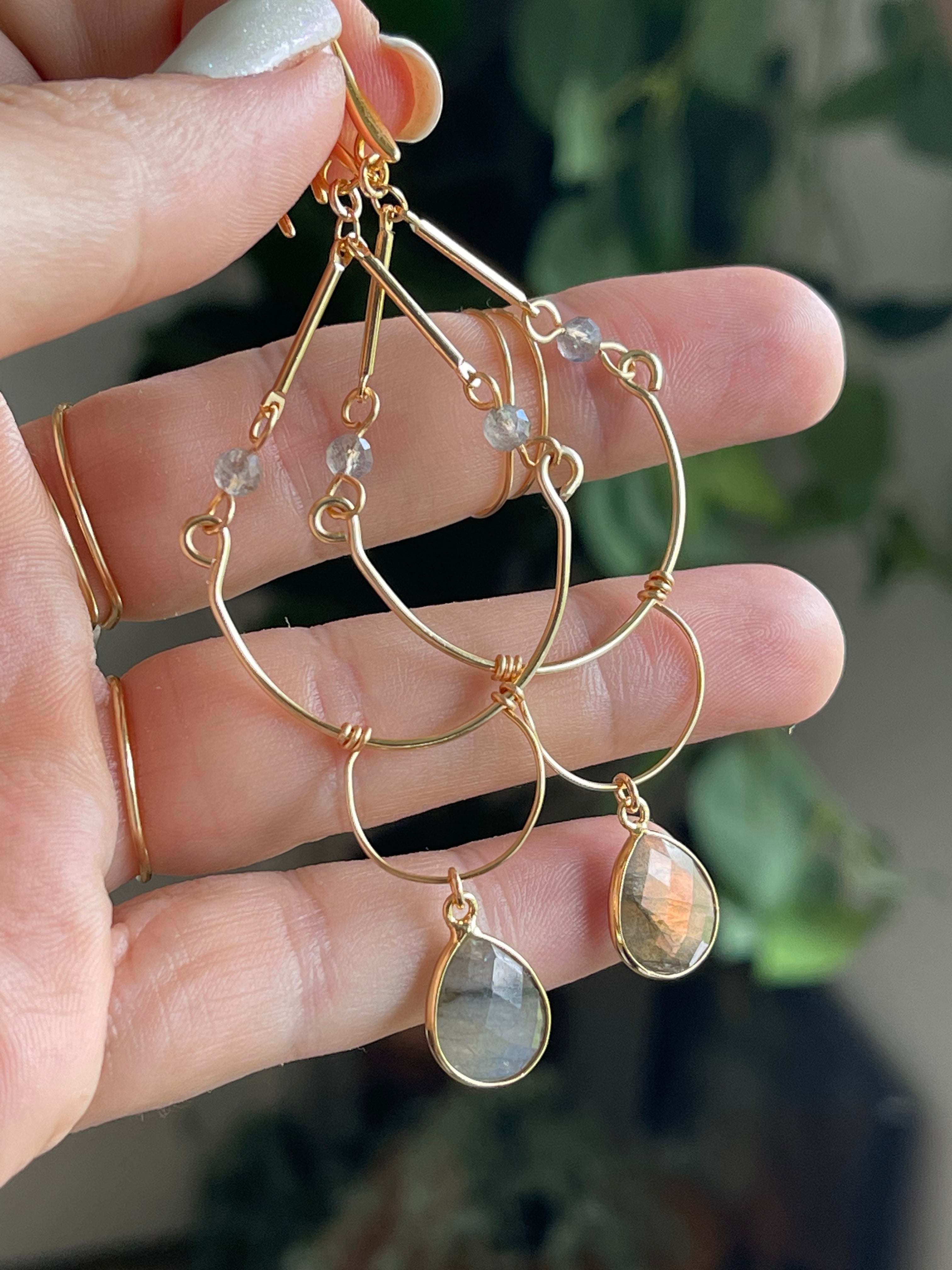 Labradorite Simple Chandelier Earrings