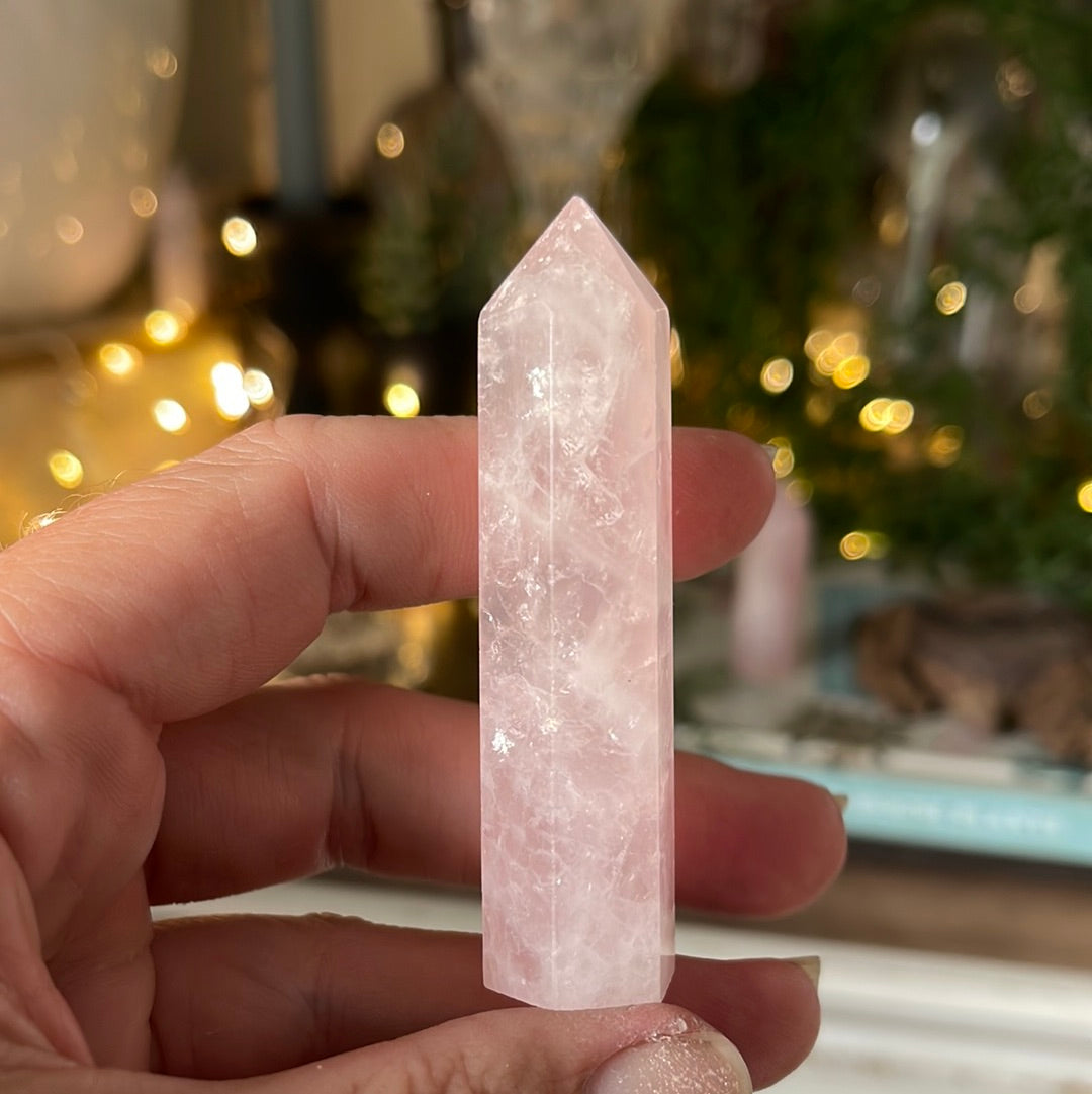 Tiny Rose Quartz Crystal Tower