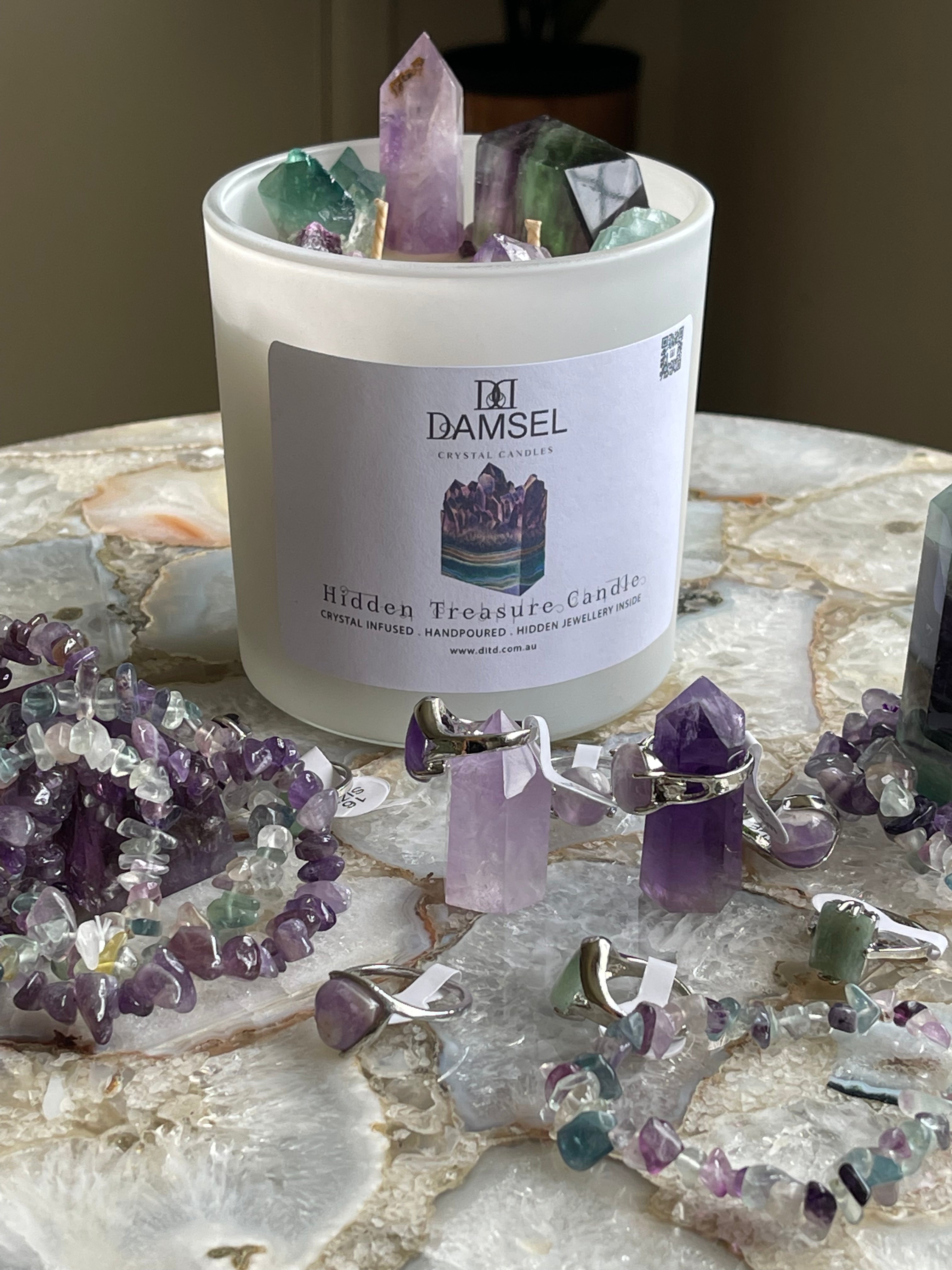 Deluxe Hidden Treasure Crystal Infused Candle | Hidden Jewellery Inside