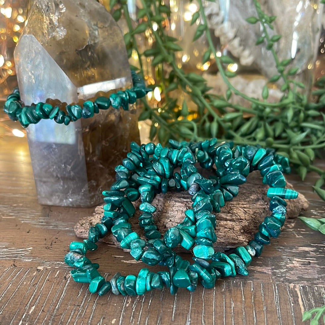 Malachite Semi-Precious Chip Bracelet