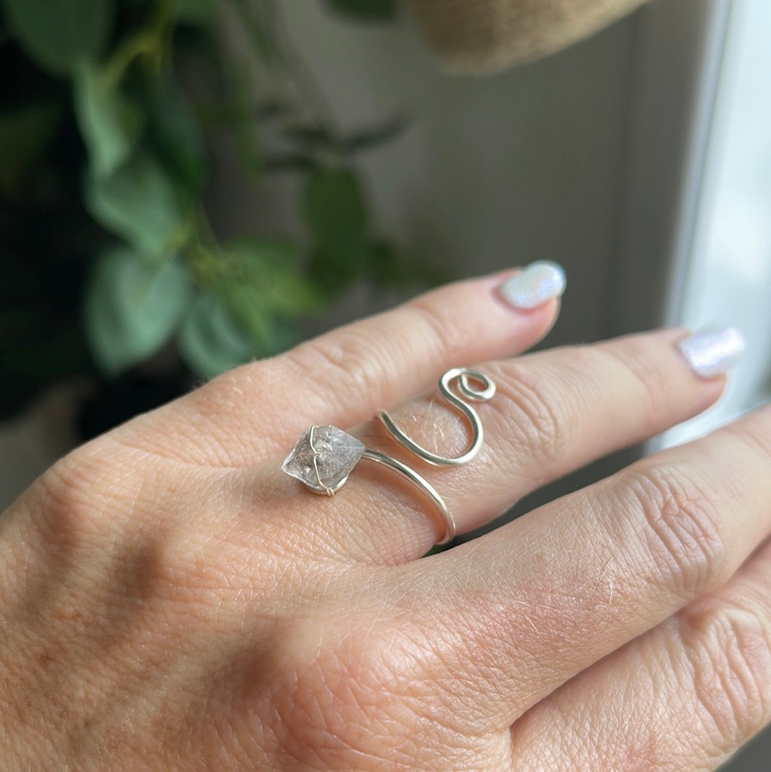 Herkimer Diamond Simple Ring