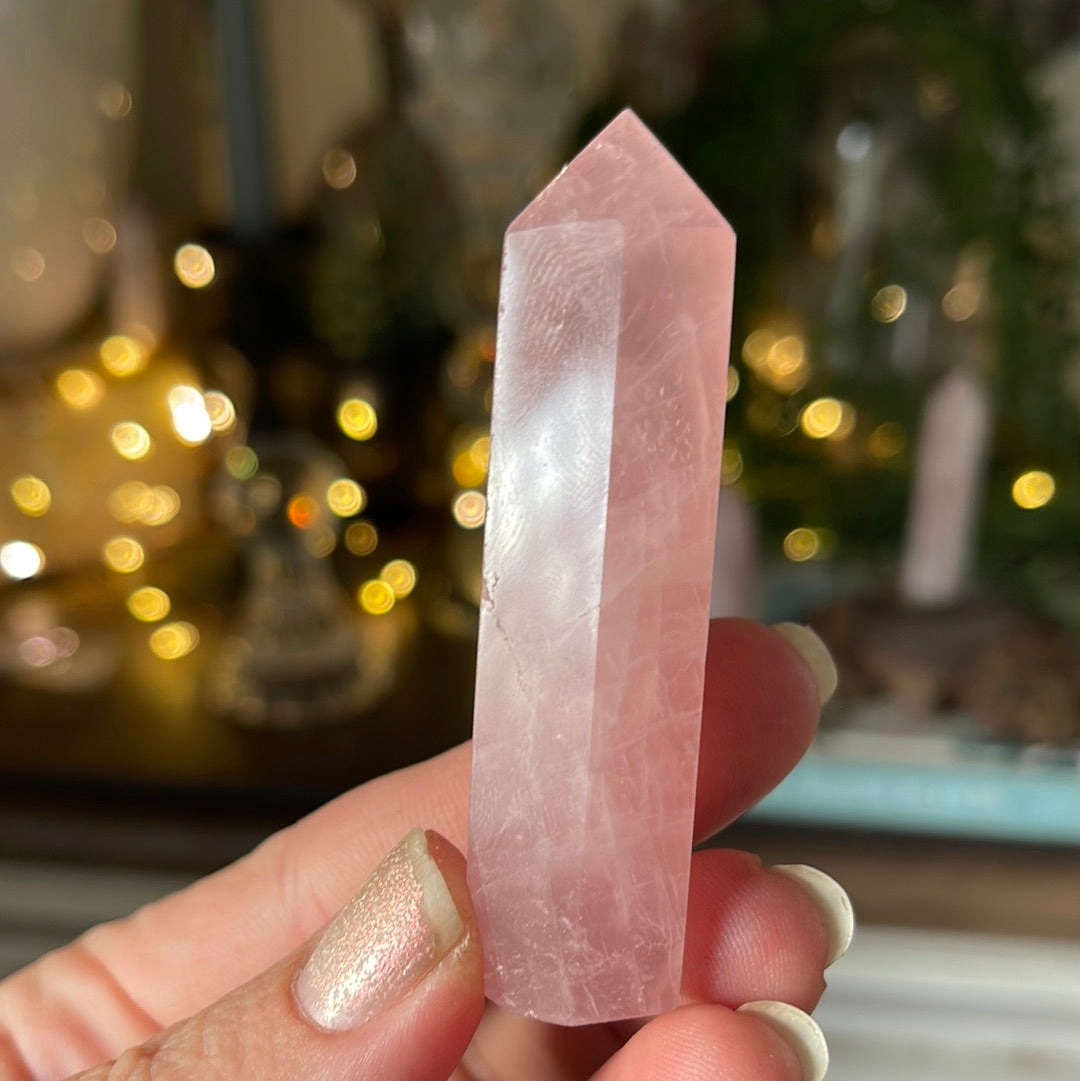 Tiny Rose Quartz Crystal Tower