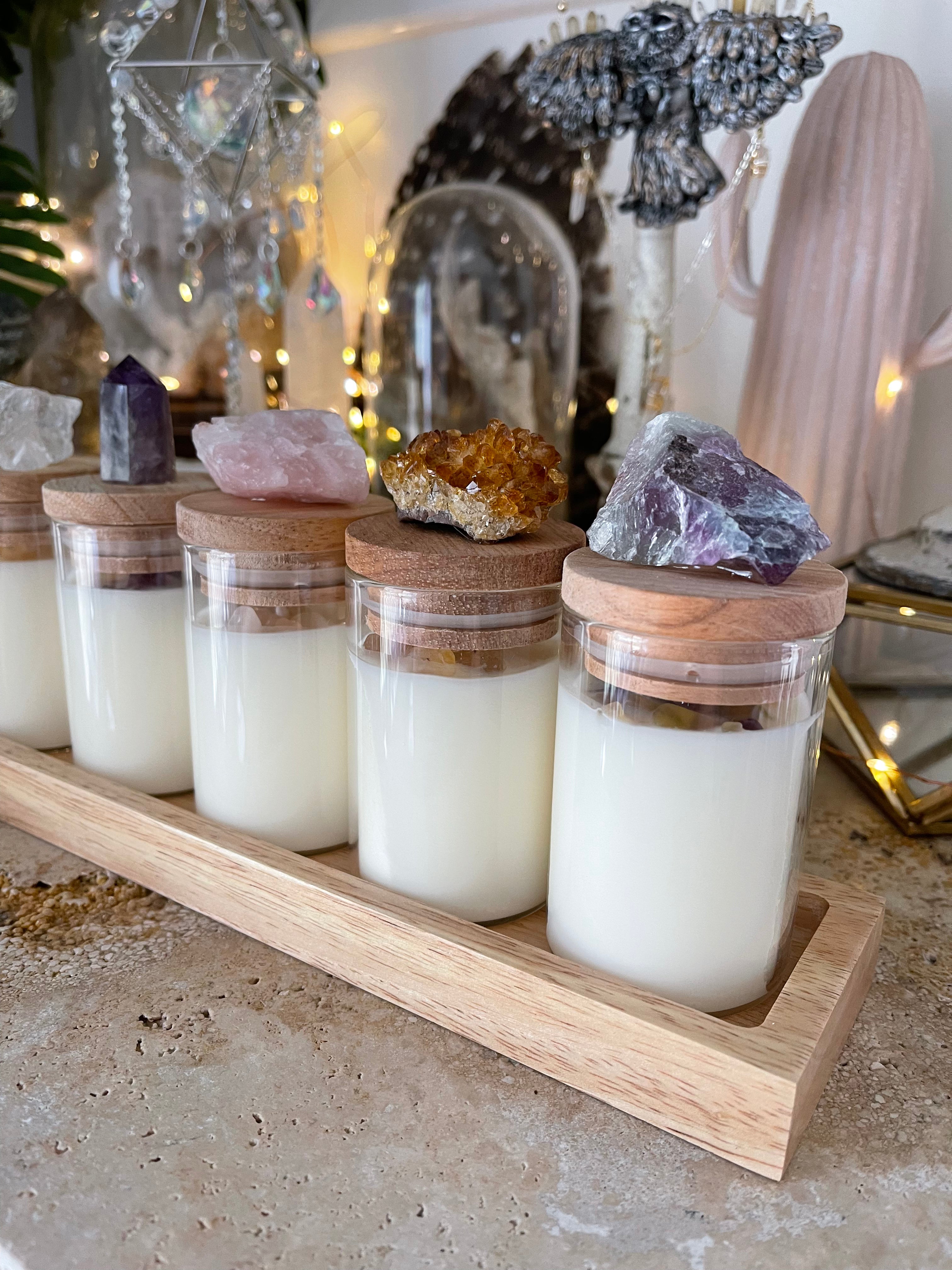 Deluxe “Crystal Bloom” Crystal Infused Candle Set | 6 Crystal Candles | Crystal Collection