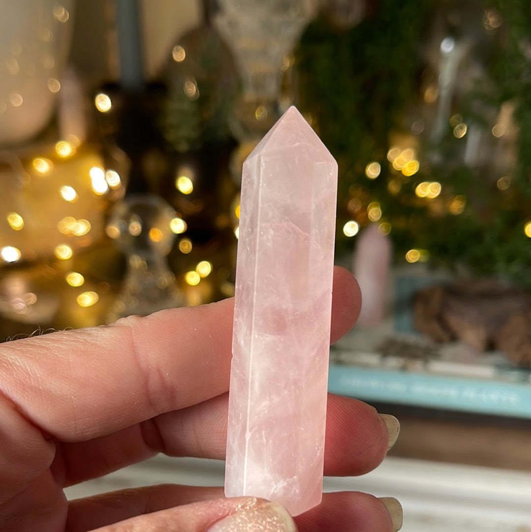 Tiny Rose Quartz Crystal Tower